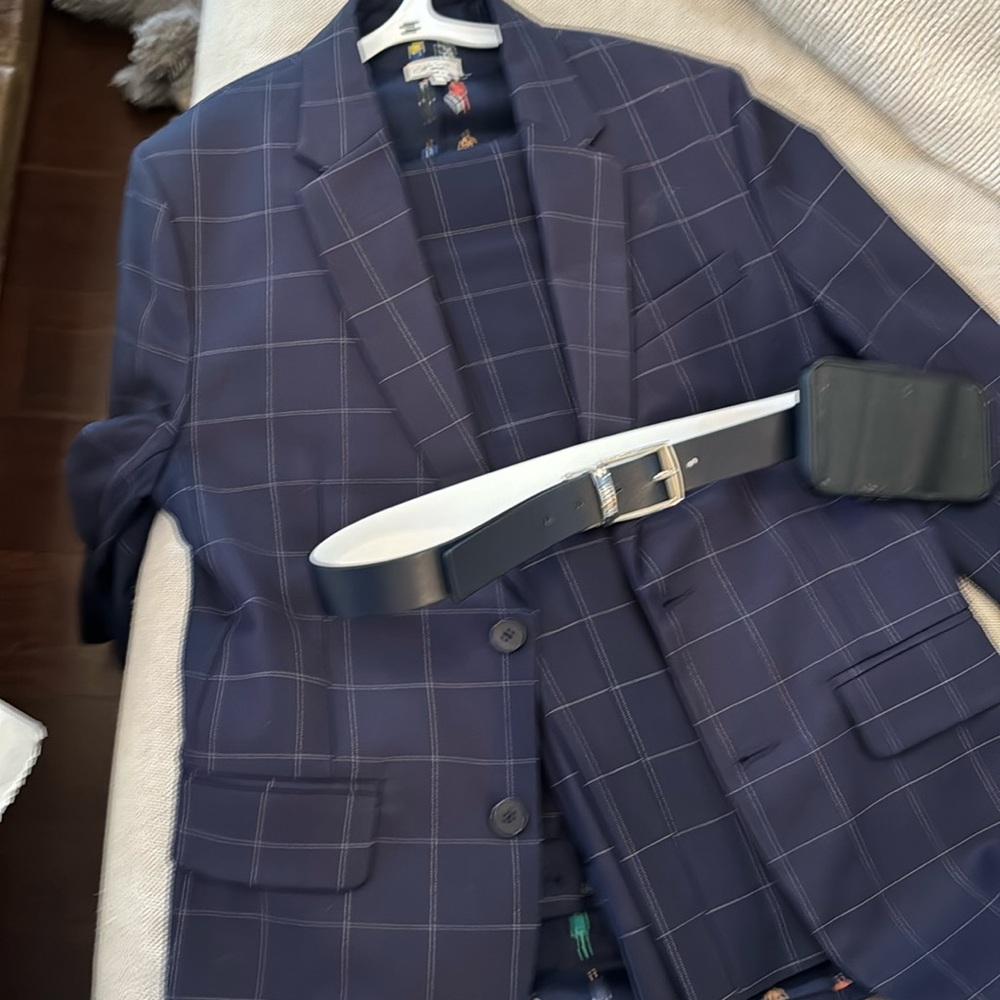 Fitted boys designer Paul smith junior suit with Armani belt wear once 400.